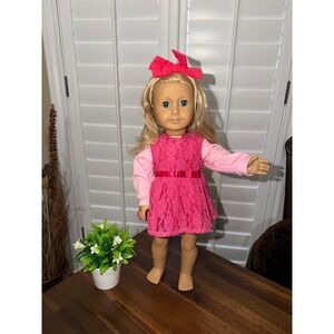 American Girl Truly Me Doll Blonde Hair Blue Eyes Pink Lace Dress Lazy Eye Fix